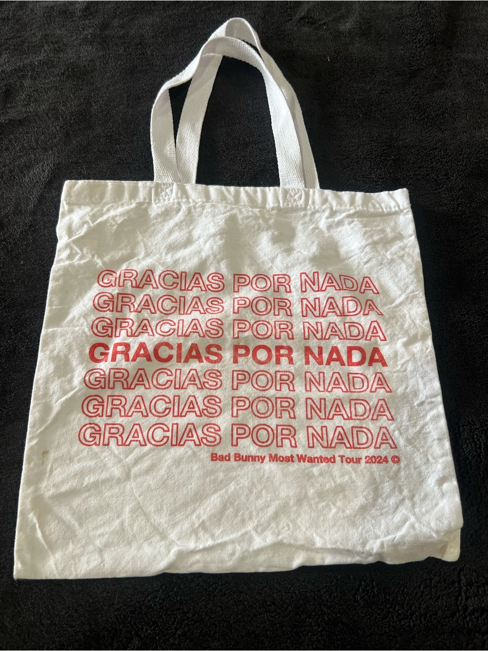 Bad Bunny tour 2024 Gracias Por Nada White Canvas Tote Bag